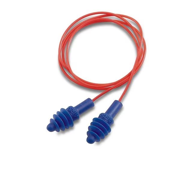 AirSoft Polycord Earplugs, 4 Flange Shape, Blue, 100 PK, Honeywell, Mfr#: DPAS-30R